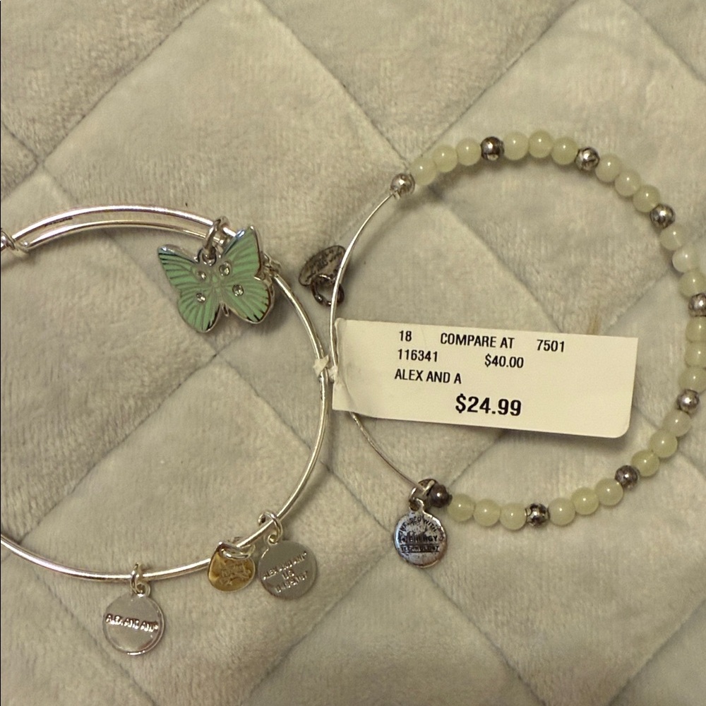 Alex and Ani Silver and Green Charm Bracelet Duo - Picture 6 of 6